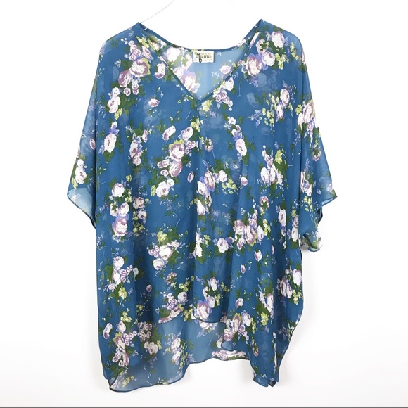 Show Me Your MuMu Tops - SHOW ME YOUR MUMU | Blue Floral Oversized Tunic